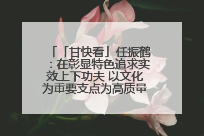 「甘快看」任振鹤：在彰显特色追求实效上下功夫 以文化为重要支点为高质量发展增添动能