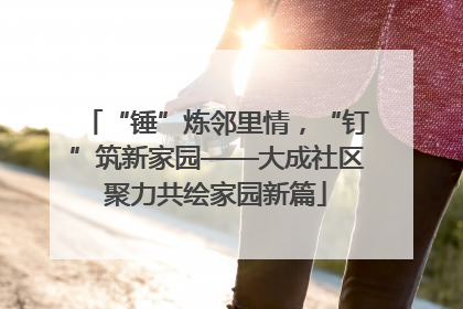 “锤”炼邻里情，“钉”筑新家园——大成社区聚力共绘家园新篇