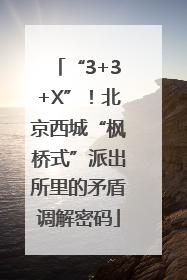 “3+3+X”！北京西城“枫桥式”派出所里的矛盾调解密码