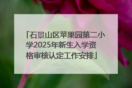 石景山区苹果园第二小学2025年新生入学资格审核认定工作安排