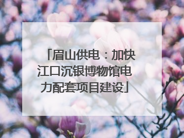 眉山供电：加快江口沉银博物馆电力配套项目建设