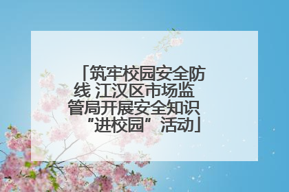 筑牢校园安全防线 江汉区市场监管局开展安全知识“进校园”活动