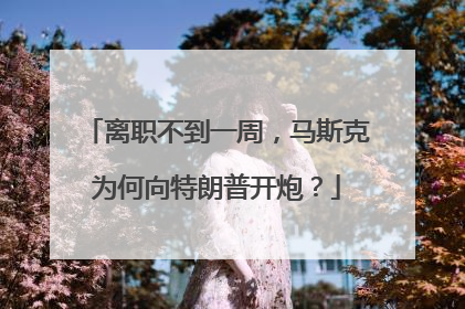 离职不到一周，马斯克为何向特朗普开炮？