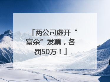 两公司虚开“富余”发票，各罚50万！