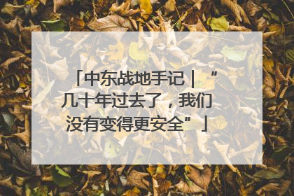 中东战地手记｜“几十年过去了，我们没有变得更安全”
