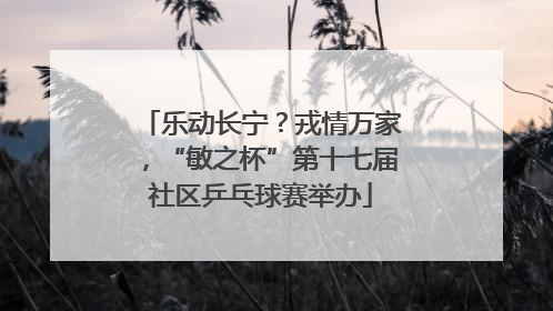 乐动长宁？戎情万家，“敏之杯”第十七届社区乒乓球赛举办