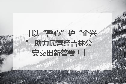 以“警心”护“企兴” 助力民营经吉林公安交出新答卷！