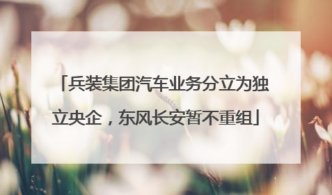 兵装集团汽车业务分立为独立央企，东风长安暂不重组