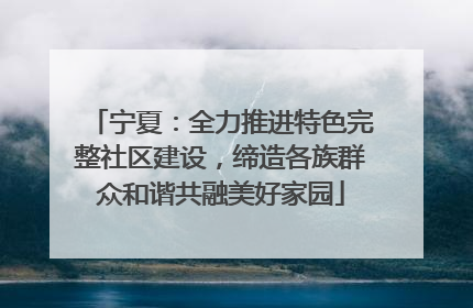 宁夏：全力推进特色完整社区建设，缔造各族群众和谐共融美好家园