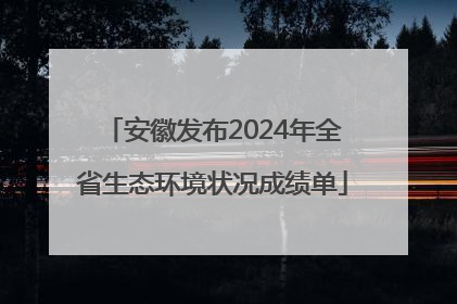 安徽发布2024年全省生态环境状况成绩单