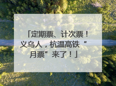 定期票、计次票！义乌人，杭温高铁“月票”来了！
