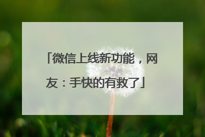 微信上线新功能，网友：手快的有救了