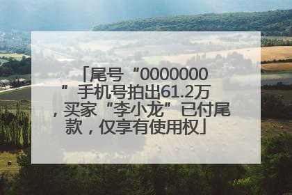 尾号“0000000”手机号拍出61.2万，买家“李小龙”已付尾款，仅享有使用权