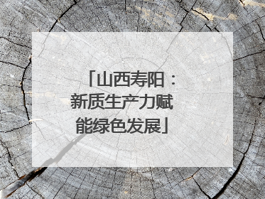 山西寿阳：新质生产力赋能绿色发展