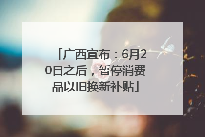 广西宣布：6月20日之后，暂停消费品以旧换新补贴