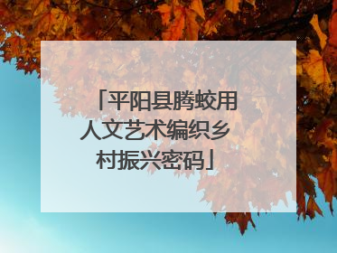 平阳县腾蛟用人文艺术编织乡村振兴密码