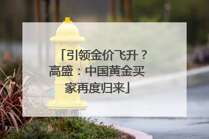 引领金价飞升？高盛：中国黄金买家再度归来