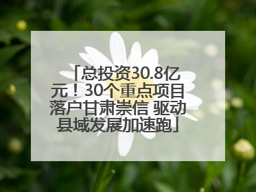总投资30.8亿元！30个重点项目落户甘肃崇信 驱动县域发展加速跑