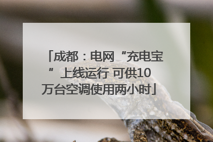 成都：电网“充电宝”上线运行 可供10万台空调使用两小时