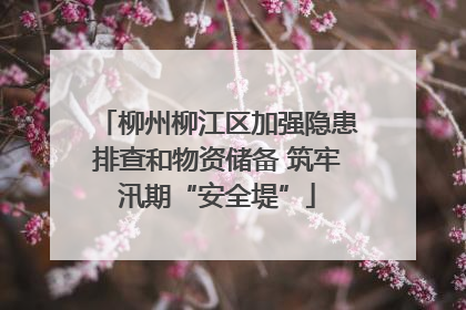 柳州柳江区加强隐患排查和物资储备 筑牢汛期“安全堤”