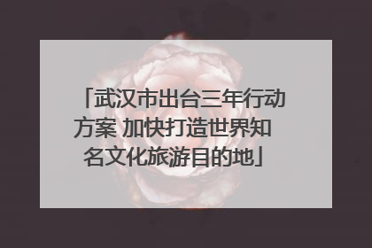武汉市出台三年行动方案 加快打造世界知名文化旅游目的地