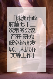 株洲市政府第七十三次常务会议召开 研究低空经济发展、大抓落实等工作