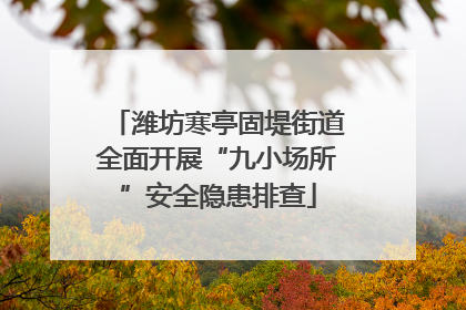 潍坊寒亭固堤街道全面开展“九小场所”安全隐患排查