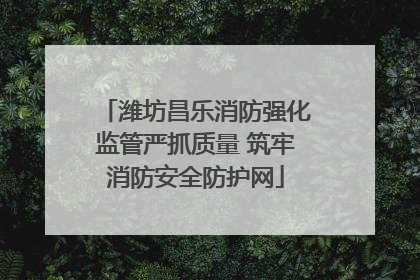 潍坊昌乐消防强化监管严抓质量 筑牢消防安全防护网