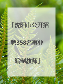 沈阳市公开招聘358名事业编制教师