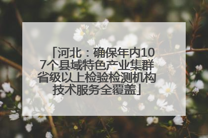 河北：确保年内107个县域特色产业集群省级以上检验检测机构技术服务全覆盖