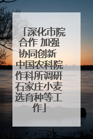 深化市院合作 加强协同创新 中国农科院作科所调研石家庄小麦选育种等工作