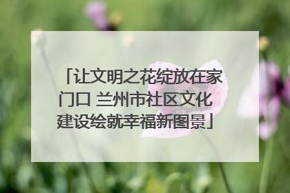 让文明之花绽放在家门口 兰州市社区文化建设绘就幸福新图景