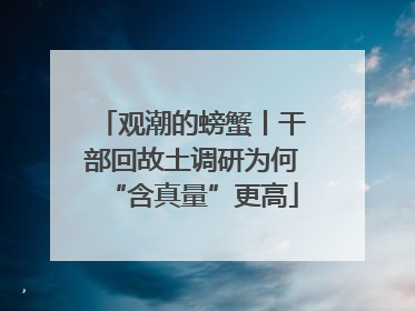 观潮的螃蟹丨干部回故土调研为何“含真量”更高