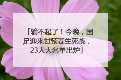 输不起了！今晚，国足迎来世预赛生死战，23人大名单出炉
