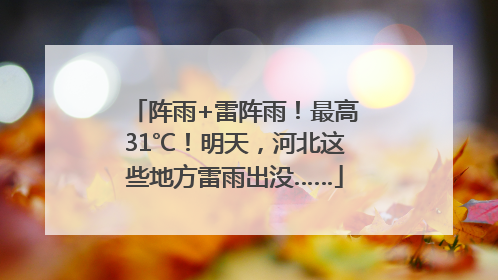 阵雨+雷阵雨！最高31℃！明天，河北这些地方雷雨出没……