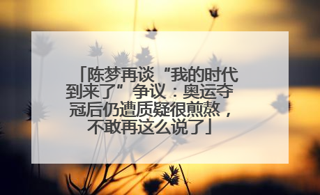 陈梦再谈“我的时代到来了”争议：奥运夺冠后仍遭质疑很煎熬，不敢再这么说了