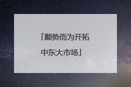 顺势而为开拓中东大市场