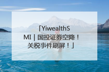 YiwealthSMI｜国投证券空降！关税事件刷屏！